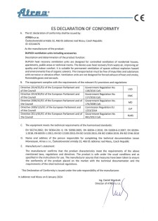 ES Declaration of Conformity – DUPLEX ventilation units including accessories