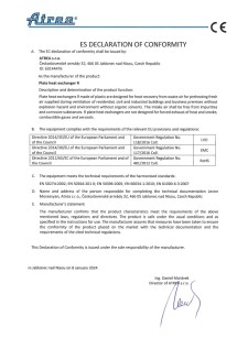 ES Declaration of Conformity – Plate heat exchangers R