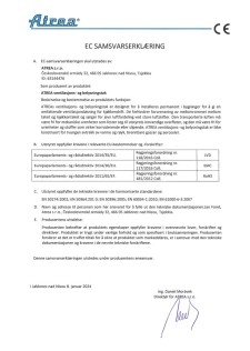 EC Samsvarserklæring – ATREA kompakt kontrollboks