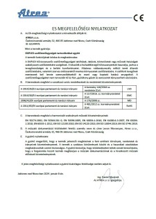 EK-Megfelelőségi nyilatkozat – DUPLEX szellőztetőegységek tartozékokkal együtt