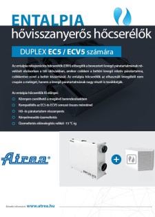 Entalpia hővisszanyerős hőcserélők EC5 / ECV5